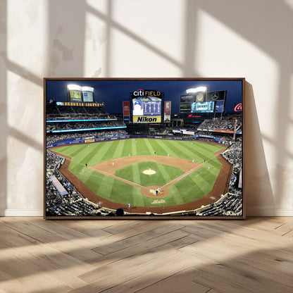 87666-MGV-CV-36X24-City Field Stadium Wall Art Canvas Print, Framed New York Stadium Art Picture Print, Citi Field Stadium Perfect Sport Room Decor