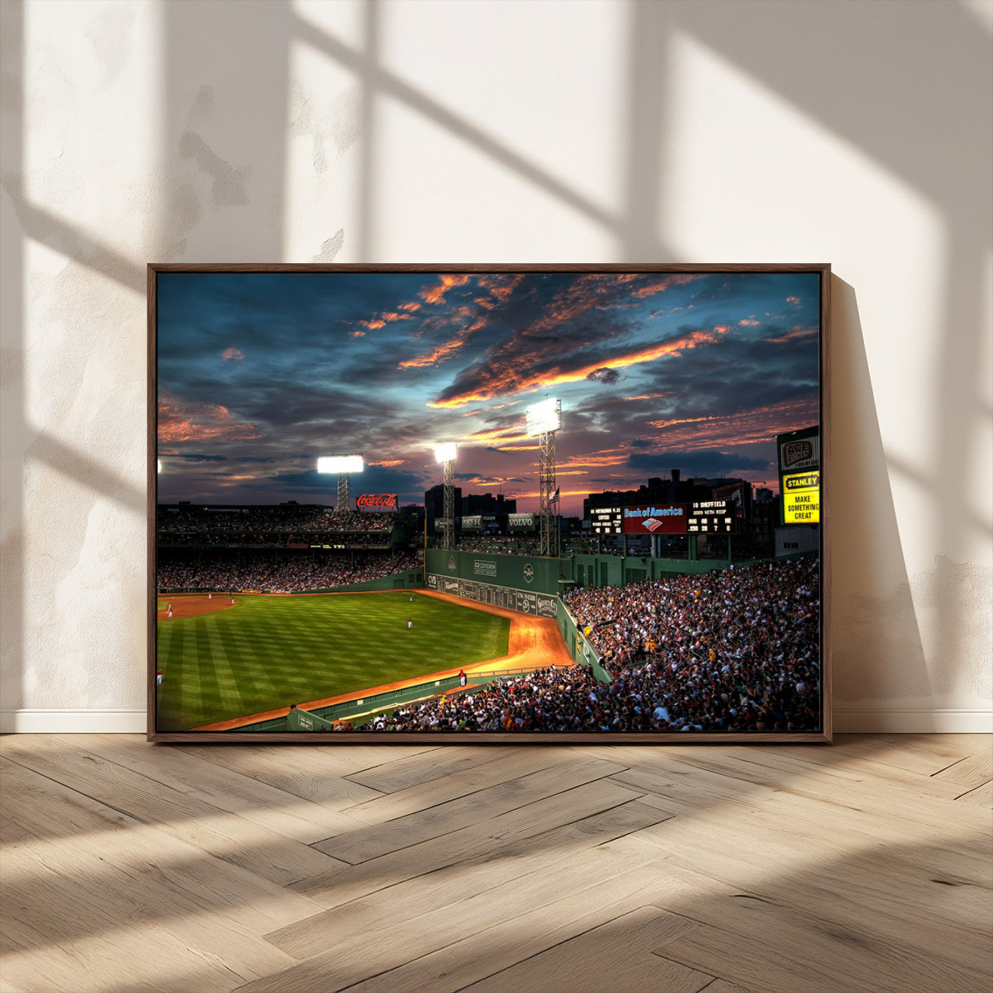 66781-MGV-CV-36X24-Baseball Stadium Wall Art – Canvas Print Evening Game Field Packed Crowd Sunset Sky Sports Photography, Dynamic Decor for Game