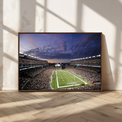 52712-MGV-FC-36X24_Walnut-Gillette Stadium Field Wall Art Canvas Print, Framed Massachusetts Stadium Art Picture Print, Gillette Stadium Perfect Sport Room