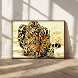 45281-MGV-CV-36X24-Blue Eye Leopard Wall Art Canvas Print, Framed Leopard Painting Art Picture Print, Big Cat Perfect Safari Wildlife Decor Artwork