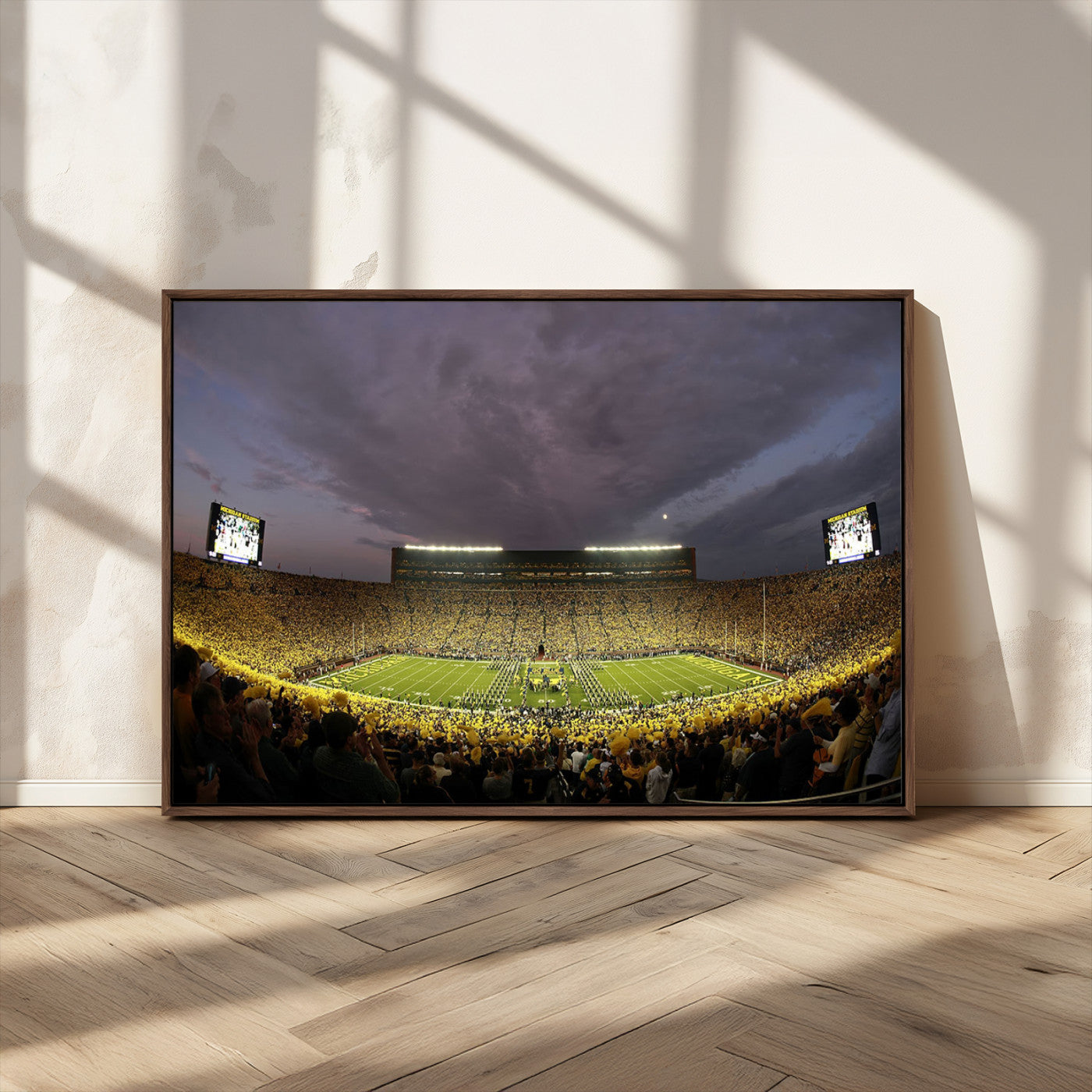 72404-MGV-CV-36X24-Michigan Wolverine Stadium Wall Art Canvas Print, Framed Michigan Stadium Art Picture Print, Football Stadium Perfect Sport Room