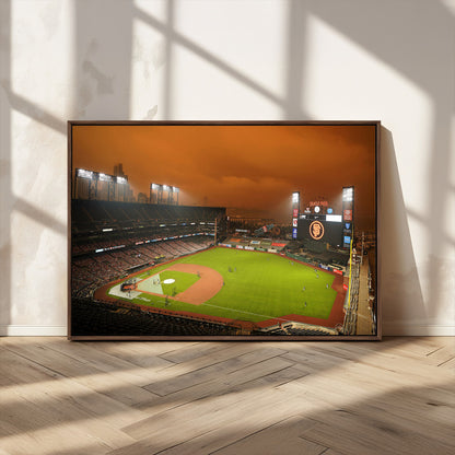 31315-MGV-CV-36X24-Oracle Park Stadium Wall Art Canvas Print, Framed California Stadium Art Picture Print, Oracle Park Field Perfect Sport Room Decor