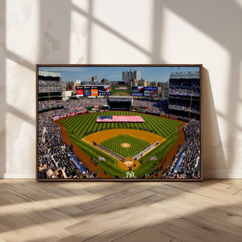 20879-MGV-CV-36X24-Yankee Stadium Wall Art Canvas Print, Framed New York Stadium Art Picture Print, Yankee Field Perfect Sport Room Decor Artwork