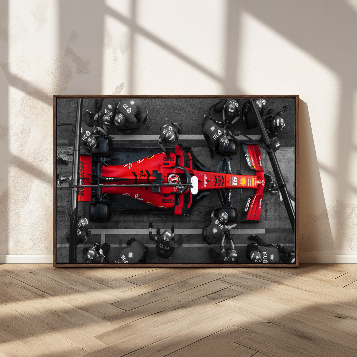 99356-MGV-CV-36X24-Ferrari Pit Stop Wall Art – Formula 1 Racing Car Canvas Print, Red Speed Machine Motorsport Decor for Office, Garage, Man Cave or