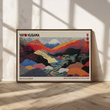 49228-MGV-FC-93X47-3P_Black-Kusama Wall Art – Vibrant Japanese Landscape Canvas Print, Modern Abstract Mountain and River Decor for Living Room, Office or Art