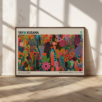 40791-MGV-CV-36X24-Kusama Inspired Wall Art – Vibrant Abstract Floral Jungle Canvas Print, Bold Pop Art Botanical Decor for Living Room, Bedroom, or