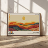 88180-MGV-CV-36X24-Yayoi Kusama Landscape Wall Art – Abstract Dotted Mountain Canvas Print, Retro Sun Poster for Modern Living Room, Office or