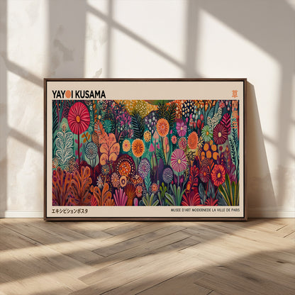 51280-MGV-CV-36X24-Abstract Yayoi Kusama Wall Art Canvas Print, Framed Japanese Wabi Sabi Art Picture Print, Yayoi Kusama Perfect Abstract Modern
