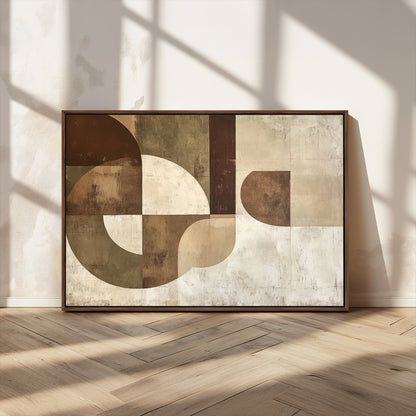 59767-MGV-CV-36X24-Abstract Geometric Shapes Wall Art – Modern Minimalist Canvas Print, Neutral Brown Beige Tan Artwork for Living Room, Bedroom,