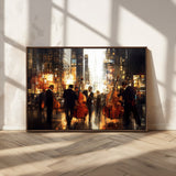 58782-MGV-CV-36X24-Jazz Musicians Cityscape Wall Art – Vibrant Urban Night Canvas Print, Elegant Music Themed Decor for Living Room, Office, or Music