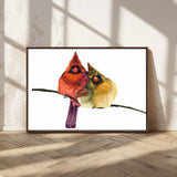 67752-MGV-CV-36X24-Cardinal Couple Wall Art – Male and Female Cardinal Canvas Print, Romantic Bird Artwork for Nature Lovers, Living Room, Bedroom,