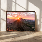 50957419-MGV-CV-36X24-Mountain Sunrise Wall Art Canvas Print, Framed Alpine Ridge Art Picture Print, Mountain Range Perfect Vibrant Rustic Decor Artwork