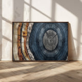 91368647-MGV-CV-36X24-Tree Ring Wall Art – Natural Rustic Wood Texture Canvas Print, Farmhouse Log Cabin Decor, Framed Abstract Tree Stump for Living