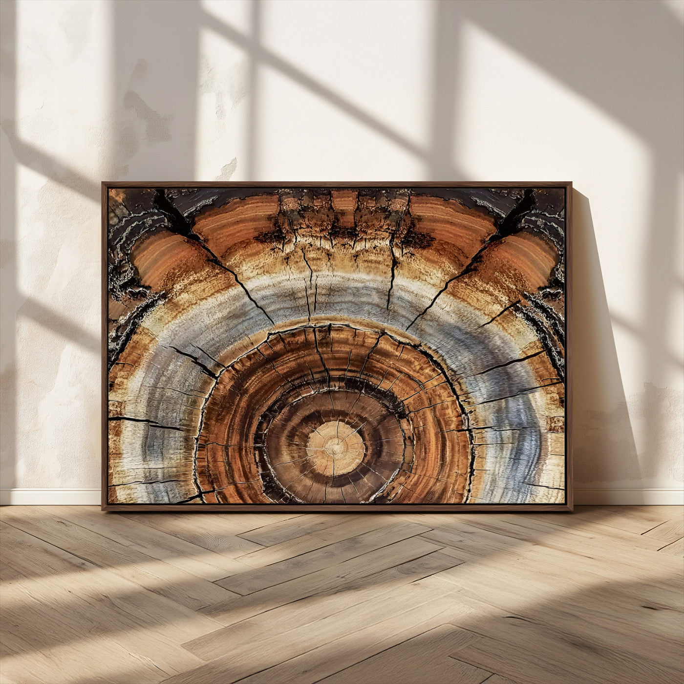 15184146-MGV-CV-36X24-Tree Rings Wall Art Canvas Print, Framed Wood Texture Art Picture Print, Rustic Pattern Perfect Rustic Organic Decor Artwork