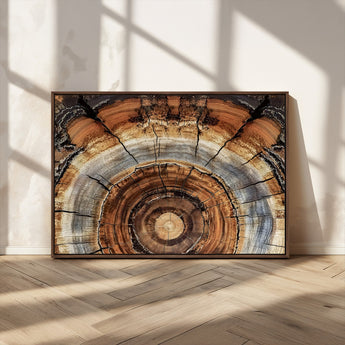 15184146-MGV-CV-36X24-Tree Rings Wall Art Canvas Print, Framed Wood Texture Art Picture Print, Rustic Pattern Perfect Rustic Organic Decor Artwork
