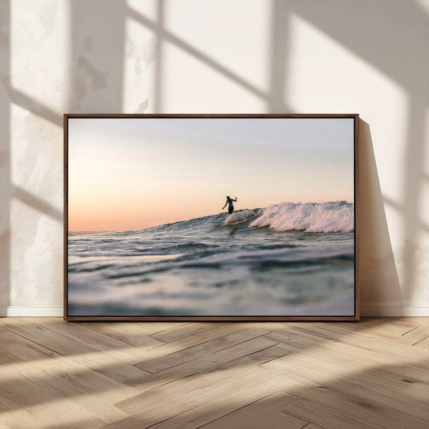 58502923-MGV-CV-36X24-Wave Rider Wall Art Canvas Print, Framed Ocean Wave Art Picture Print, Riding Surf Perfect Sunset Surf Decor Artwork
