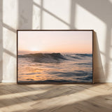 46299358-MGV-CV-36X24-Sunset Waves Wall Art Canvas Print, Framed Ocean Horizon Art Picture Print, Golden Water Perfect Golden Hour Coastal Decor Artwork