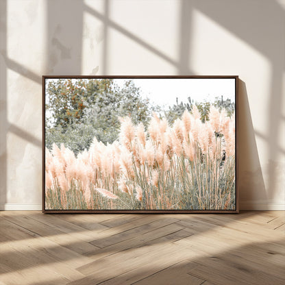 21826392-MGV-CV-36X24-Pampas Grass Wall Art Canvas Print, Framed Soft Pampas Art Picture Print, Pastel Grasses Perfect Soft Neutral Boho Decor Artwork