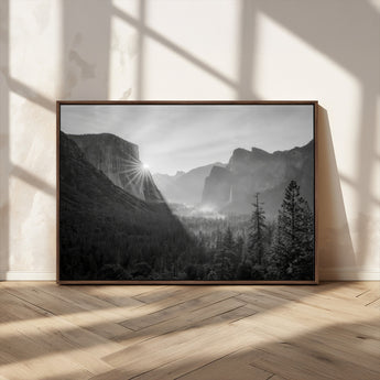39278955-MGV-CV-36X24-Yosemite Valley Wall Art Canvas Print, Framed El Capitan Art Picture Print, Misty Mountain Perfect Modern Rustic Decor Artwork
