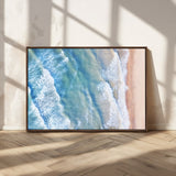 17641845-MGV-CV-36X24-Aerial Ocean Wall Art Canvas Print, Framed Blue Waves Art Picture Print, Sandy Shoreline Perfect Modern Coastal Decor Artwork