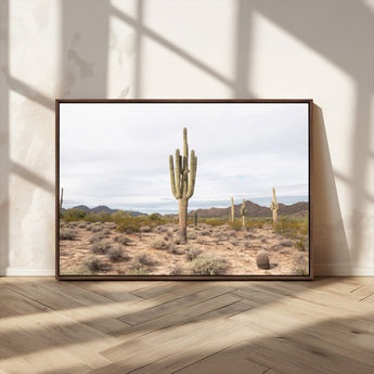 96147924-MGV-CV-36X24-Saguaro Cactus Wall Art Canvas Print, Framed Desert Cactus Art Picture Print, Earthy Desert Perfect Southwestern Boho Decor