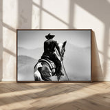 83102464-MGV-CV-36X24-Western Cowboy Wall Art Canvas Print, Framed Monochrome Horse Art Picture Print, Western Equestrian Perfect Rustic Western Decor