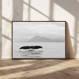 30524220-MGV-CV-36X24-Whale Tail Wall Art Canvas Print, Framed Black White Ocean Art Picture Print, Calm Marine Perfect Minimalist Coastal Decor Artwork
