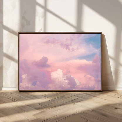 22874890-MGV-CV-36X24-Pastel Sky Wall Art Canvas Print, Framed Dreamy Cloudscape Art Picture Print, Sunset Glow Perfect Minimalist Serenity Decor