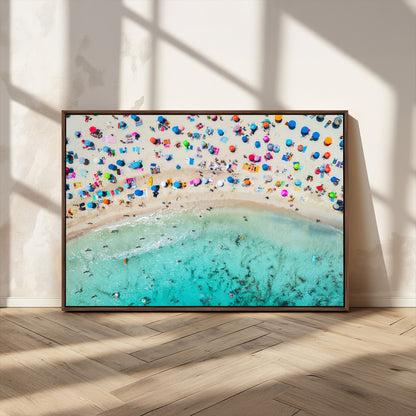 76172085-MGV-CV-36X24-Tropical Shoreline Wall Art Canvas Print, Framed Beach Relaxing Art Picture Print, Aerial Summer Perfect Coastal Vibrant Decor