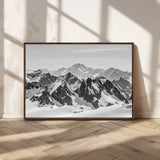 32399691-MGV-FC-36X24_Walnut-Snowy Mountain Wall Art Canvas Print, Framed Mountain Peaks Art Picture Print, Alpine Mountains Perfect Minimalist Alpine Decor
