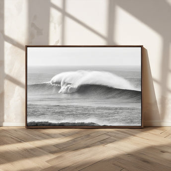 42544082-MGV-CV-36X24-Monochrome Seascape Wall Art Canvas Print, Framed Surf Wave Art Picture Print, Minimalist Ocean Perfect Moody Coastal Decor