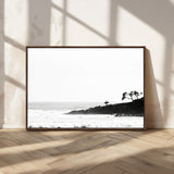40875891-MGV-CV-36X24-SurferCliffs Wall Art Canvas Print, Framed Black White Beach Art Picture Print, Ocean Waves Perfect Minimalist Coastal Decor