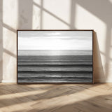 47305203-MGV-FC-36X24_Walnut-Monochrome Ocean Wall Art Canvas Print, Framed Moody Ocean Art Picture Print, Calm Ocean Perfect Minimalist Coastal Decor Artwork
