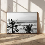 17508038-MGV-CV-36X24-Tropical Coastline Wall Art Canvas Print, Framed Palm Trees Art Picture Print, Ocean Waves Perfect Minimalist Coastal Decor
