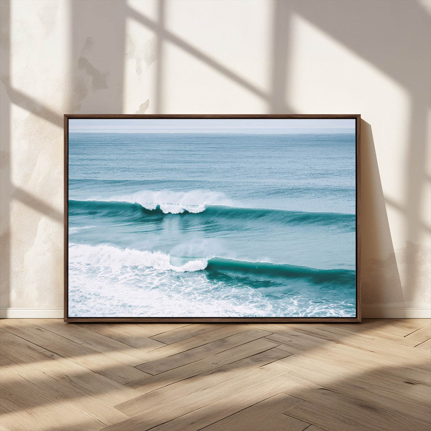 73692470-MGV-CV-36X24-Ocean Swell Wall Art Canvas Print, Framed Surf Waves Art Picture Print, Blue Water Perfect Coastal Dynamic Decor Artwork