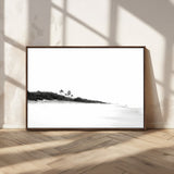 29611516-MGV-CV-36X24-Black White Beach Wall Art Canvas Print, Framed Palm Trees Art Picture Print, Monochrome Tropical Perfect Minimalist Coastal Decor