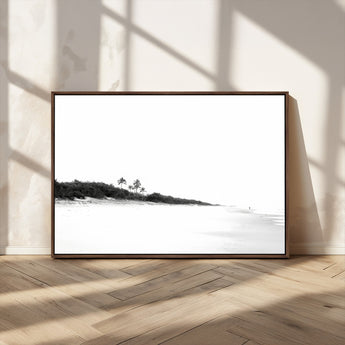 29611516-MGV-CV-36X24-Black White Beach Wall Art Canvas Print, Framed Palm Trees Art Picture Print, Monochrome Tropical Perfect Minimalist Coastal Decor