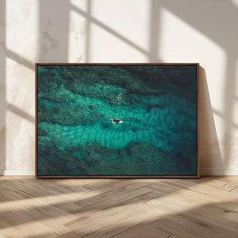 93287752-MGV-CV-36X24-Ocean Surf Wall Art Canvas Print, Framed Blue Waters Art Picture Print, Vibrant Seascape Perfect Coastal Adventure Decor Artwork