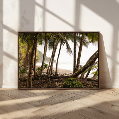 92093951-MGV-CV-36X24-Tropical Jungle Wall Art Canvas Print, Framed Palm Tree Forest Art Picture Print, Coastal Escape Perfect Jungle Retreat Decor