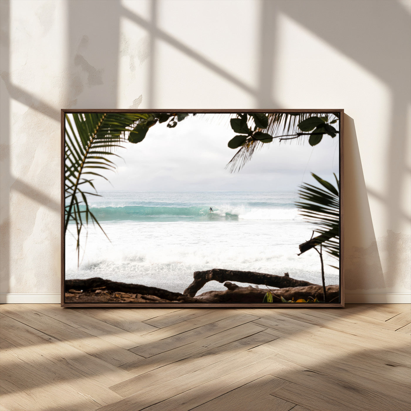 50382104-MGV-CV-36X24-Tropical Surf Wall Art Canvas Print, Framed Palm Tree View Art Picture Print, Beach House Art Perfect Boho Coastal Decor Artwork
