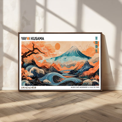 88785870-MGV-CV-36X24-Japanese Great Wave & Mt Fuji Wall Art – Ukiyo e Style Landscape Print with Flowing River, Autumn Mountain Poster, Oriental Asian