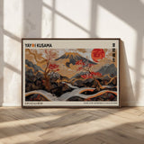 77970791-MGV-CV-36X24-Mount Fuji Golden Abstract Wall Art – Japanese Landscape Canvas Poster, Cherry Blossom & Red Sun Painting, Elegant Zen Oriental