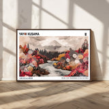 32352074-MGV-FC-36X24_Walnut-Japanese Landscape Wall Art – Mount Fuji River Canvas Print, Modern Asian Inspired Nature Decor for Living Room, Bedroom, Office