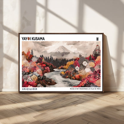 32352074-MGV-FC-36X24_Walnut-Japanese Landscape Wall Art – Mount Fuji River Canvas Print, Modern Asian Inspired Nature Decor for Living Room, Bedroom, Office