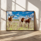 58099948-MGV-CV-36X24-Texas Longhorn Wall Art Canvas Print, Framed Western Decor Art Picture Print, Rustic Farmhouse Perfect Western Farmhouse Decor