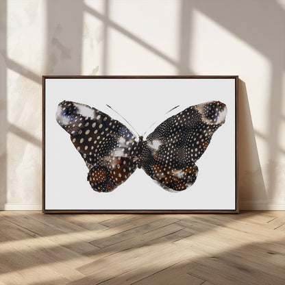 99831147-MGV-FC-36X24_Walnut-Spotted Butterfly Wall Art Canvas Print, Framed Neutral Insect Theme Art Picture Print, Earthy Wing Pattern Perfect Modern Rustic