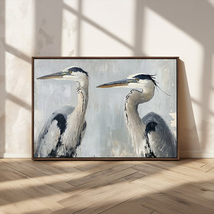 19427826-MGV-CV-36X24-Bird Canvas Decor Wall Art Canvas Print, Framed Coastal Bird Pair Art Picture Print, Minimalist Wildlife Wall Perfect Coastal