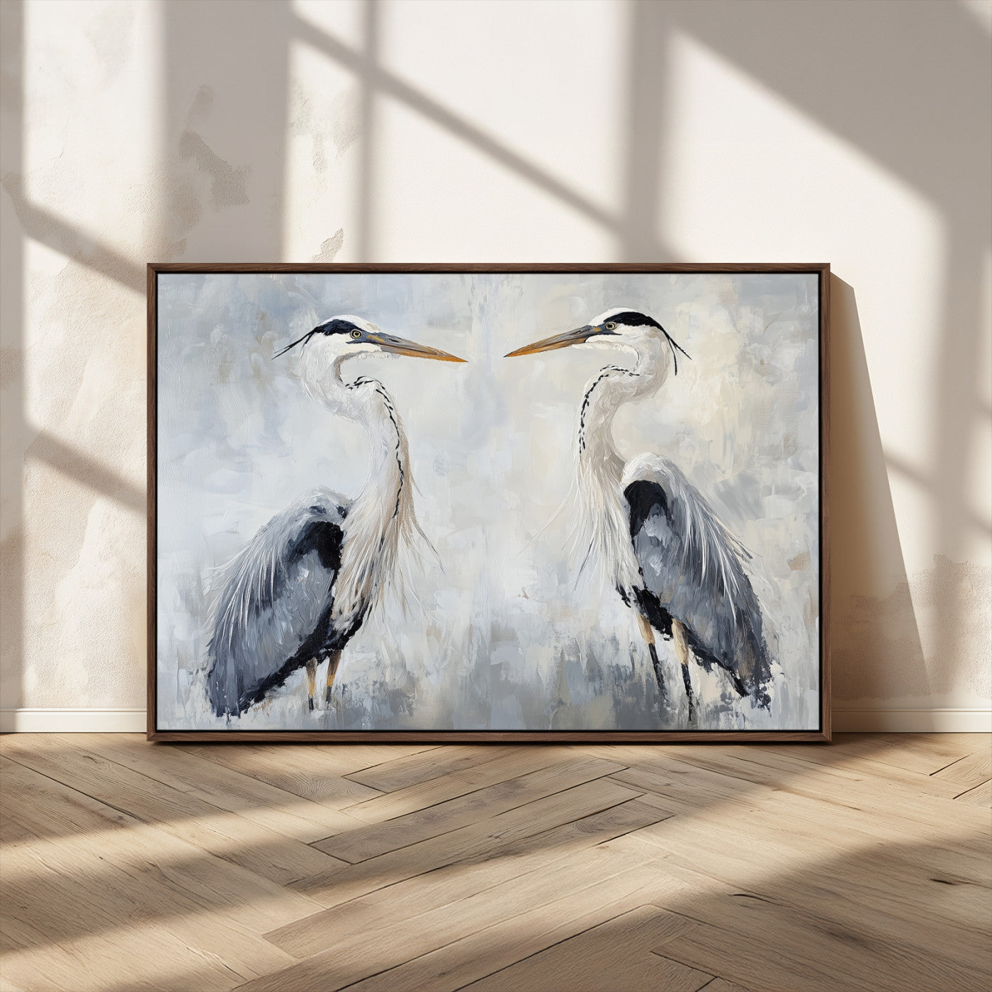 90806932-MGV-CV-36X24-Heron Wall Art Wall Art Canvas Print, Framed Bird Canvas Decor Art Picture Print, Nature Inspired Perfect Coastal Minimalist Decor