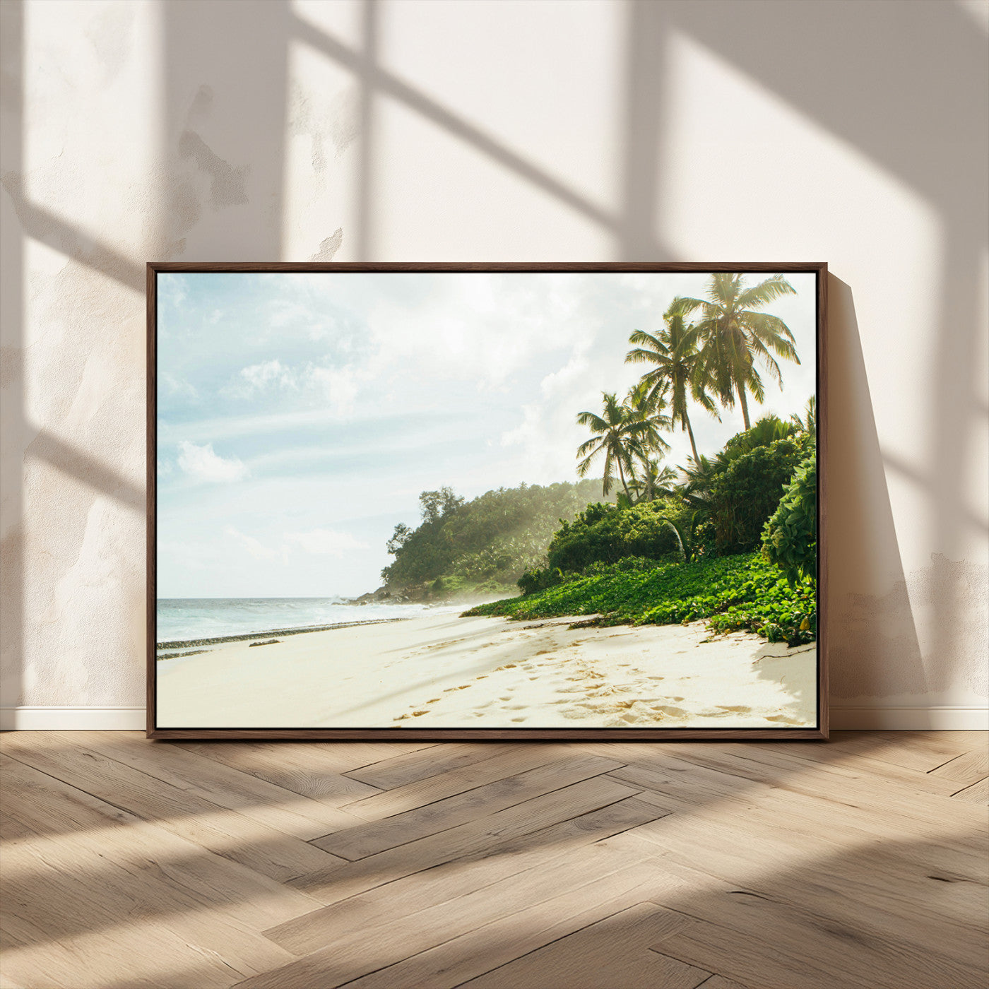 42984524-MGV-CV-36X24-Relaxing Beach Wall Art Canvas Print, Framed Ocean View Art Picture Print, Coastal Serenity Perfect Tropical Coastal Decor Artwork