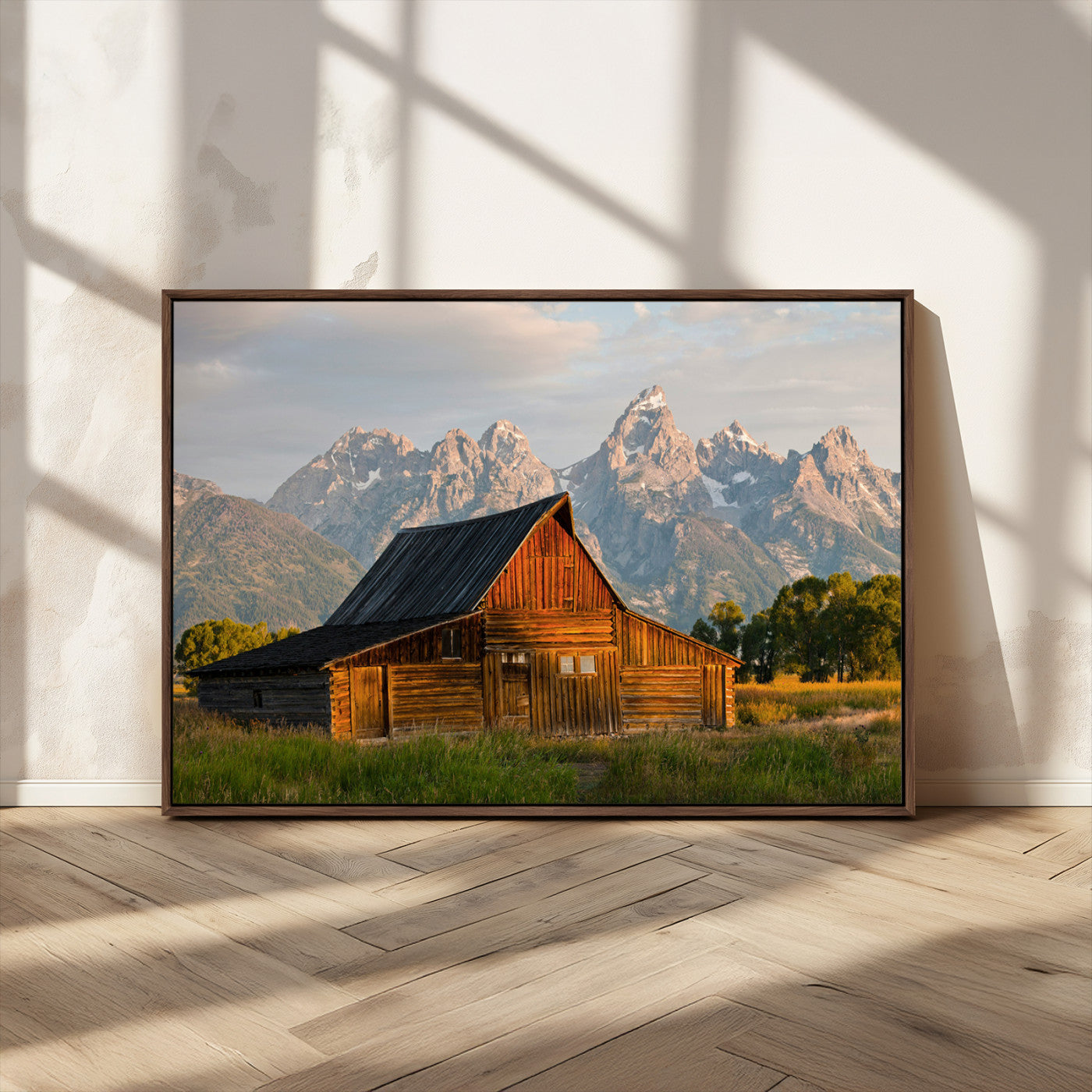 31771014-MGV-CV-36X24-Rustic Barn Wall Art Canvas Print, Framed Western Landscape Art Picture Print, Farmhouse Style Perfect Rustic Farmhouse Decor